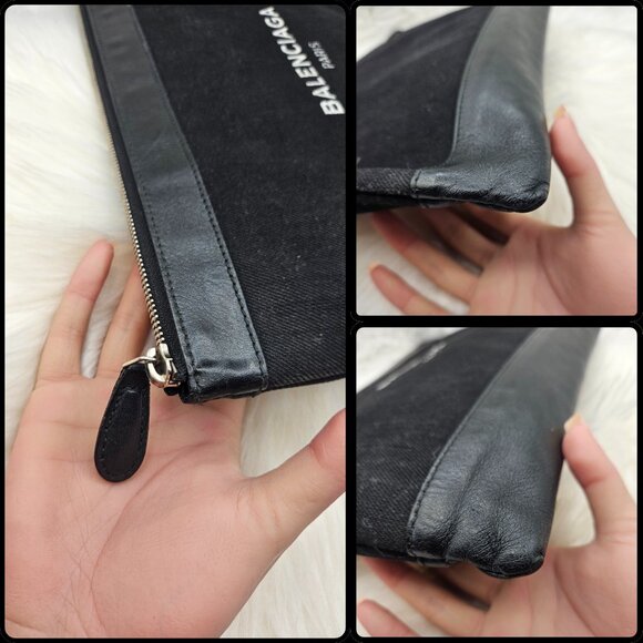Balenciaga Black Canvas and Leather Medium Pouch - Picture 13 of 17